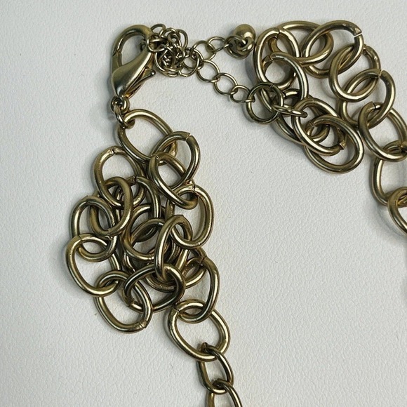 Vintage Gold Tone Crystal Beads Statement Bib Necklace Shimmery Dramatic Party - Picture 8 of 8